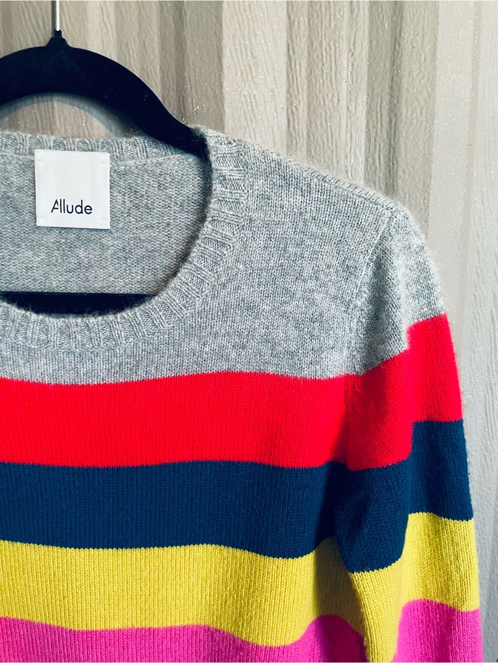 Allude Womens 100% Cashmere Pullover Sweater Colorful Bold Striped SOFT! sz M - Picture 8 of 11